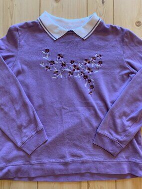 Vintage 90s Adrian Delafield Floral Flowers Tree Branch Grandma Sweatshirt XL